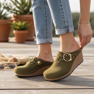 BIRKENSTOCK PAPILLIO Fanny Ring-Buckle Wedge Clogs